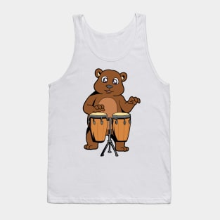 Comic bear plays percussion Tank Top